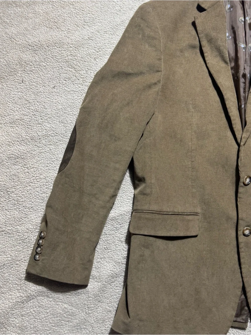 Lauren Ralph‎ Lauren Jacket Mens 39L Brown Blazer Fox Print Lined Elbow Pads